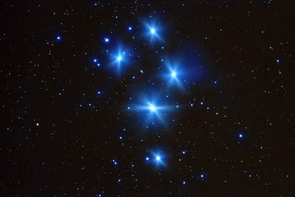 Estrellas Vía Láctea Pléyades Fotografiadas Con Telescopio Astronómico Trabajo Astronomía — Foto de Stock