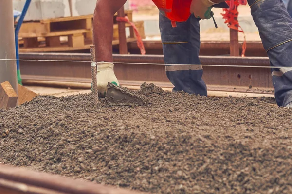 Trabalhador Construção Real Local Pesado — Fotografia de Stock