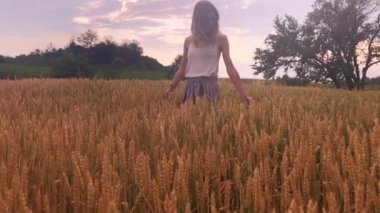 Altın bir buğday - yaz alanında zevk kız.