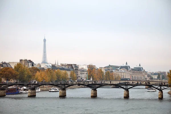 Paisaje Urbano París Francia Famosa Torre Eiffel Día Nublado Niebla —  Fotos de Stock