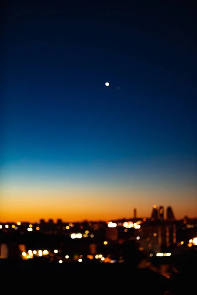 Θολή Από Την Εστίαση Φωτογραφία Της Πόλης Την Αυγή Αστέρι — Φωτογραφία Αρχείου