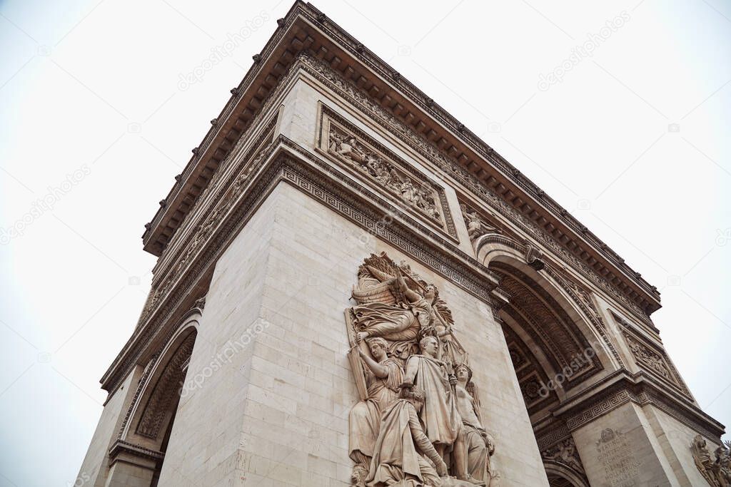  Arc de Triomphe, famous monument in Paris, France.