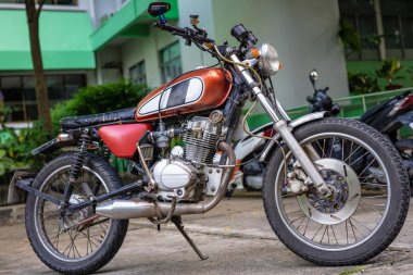 Eski 80'lerin motosikletinin motor görüntüsü