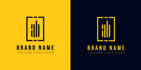 このロゴアイコンには 抽象的な長方形の形状と書体が創造的な方法で組み込まれています 黄色と黒の背景のモダンな文字のロゴデザイン — ストックベクタ