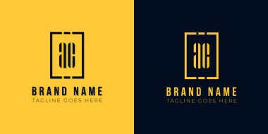 Bu logo simgesi soyut dikdörtgen şekli ve yazı karakteriyle yaratıcı bir şekilde birleştirilir. Sarı ve siyah arka planda modern harf logosu tasarımı.
