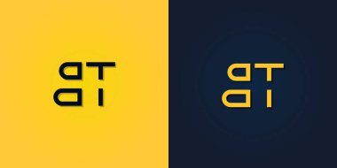 Minimalist Soyut Baş harf BT logosu. Bu logo yaratıcı bir şekilde soyut harflerle birleşti. Bu başlangıç için hangi şirket veya markanın adı uygun olacaktır.