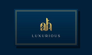 Klasik kraliyet baş harfi AH logosu. Bu logo yaratıcı bir şekilde lüks yazı karakteriyle birleşiyor. Kraliyet, Butik, Otel, Heraldiç, moda ve mücevher için uygun olacak..