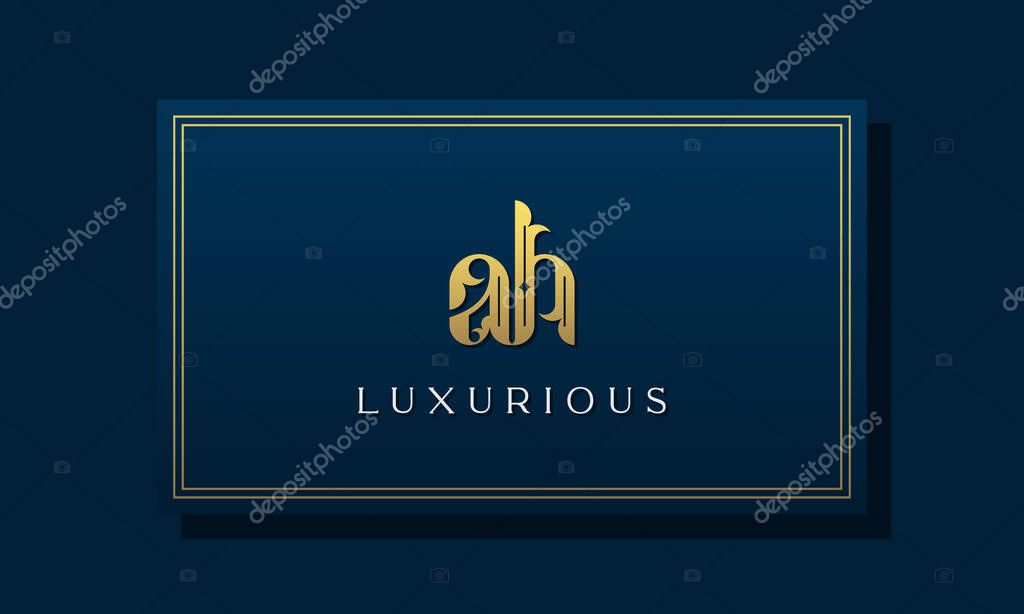 Vintage royal initial letter AH logo. This logo incorporate with luxurious typeface in the creative way.It will be suitable for Royalty, Boutique, Hotel, Heraldic, fashion and Jewelry.