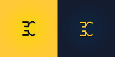 Minimalist Soyut Baş harf EC logosu. Bu logo yaratıcı bir şekilde soyut harflerle birleştirilir. Hangi şirket ya da markanın bu ilk adımı attığı için uygun olacaktır..