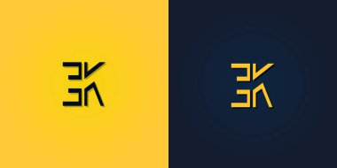 Minimalist Soyut Baş harf EK logosu. Bu logo yaratıcı bir şekilde soyut harflerle birleştirilir. Hangi şirket ya da markanın bu ilk adımı attığı için uygun olacaktır..