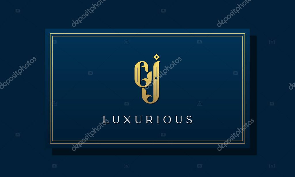 Vintage royal initial letter CJ logo. This logo incorporate with luxurious typeface in the creative way.It will be suitable for Royalty, Boutique, Hotel, Heraldic, fashion and Jewelry.