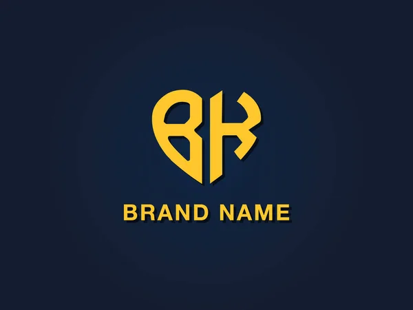最小的爱初始字母Bk标志 这个图标以创造性的方式与两个爱的形状字体结合在一起 适合于哪些公司或品牌的首字母开头 — 图库矢量图片