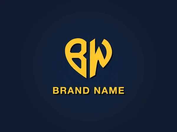 最小的爱初始字母Bw标志 这个图标以创造性的方式与两个爱的形状字体结合在一起 适合于哪些公司或品牌的首字母开头 — 图库矢量图片