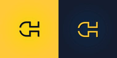 Minimalist Soyut Baş harf DH logosu. Bu logo yaratıcı bir şekilde soyut harflerle birleştirilir. Hangi şirket ya da markanın bu ilk adımı attığı için uygun olacaktır..