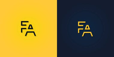 Minimalist Soyut Baş harf FA logosu. Bu logo yaratıcı bir şekilde soyut harflerle birleştirilir. Hangi şirket ya da markanın bu ilk adımı attığı için uygun olacaktır..