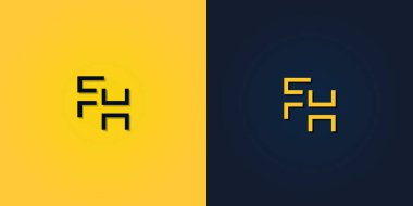 Minimalist Soyut Baş harf FH logosu. Bu logo yaratıcı bir şekilde soyut harflerle birleştirilir. Hangi şirket ya da markanın bu ilk adımı attığı için uygun olacaktır..