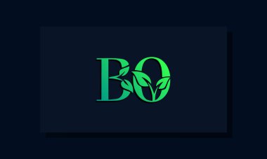 Asgari yaprak stili BO logosu. Bu logo yaprak ve iki harfli yaratıcı bir şekilde birleştirilmiş. ECO, yeşil, doğa, tarım, çevre, büyüme ve bitkilerle ilgili markalar veya şirketler için uygun olacaktır..