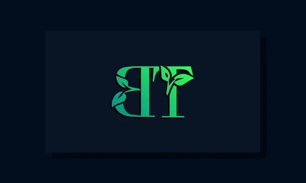 Asgari Yaprak Stili Logosu Logo Yaprak Iki Harfli Yaratıcı Bir — Stok Vektör