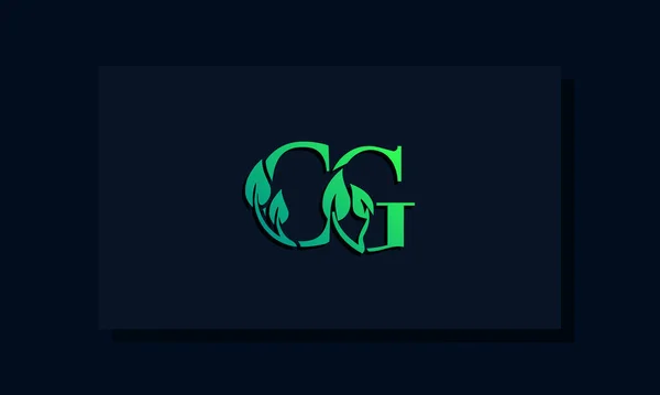 Asgari Yaprak Stili Logosu Logo Yaprak Iki Harfli Yaratıcı Bir — Stok Vektör