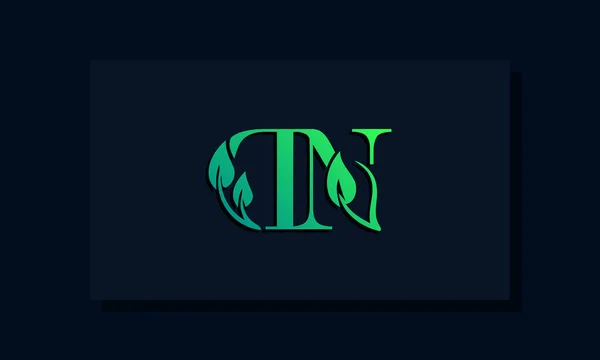 Minimalny Styl Liści Początkowe Logo Logo Łączy Się Liściem Dwiema — Wektor stockowy