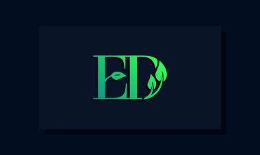 Asgari yaprak stili İlk Ed logosu. Bu logo yaprak ve iki harfli yaratıcı bir şekilde birleştirilmiş. ECO, yeşil, doğa, büyüme ve bitkilerle ilgili markalar veya şirketler için uygun olacaktır..