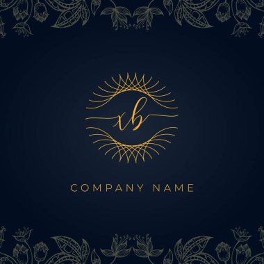Zarif lüks XB logosu. Bu simge, soyut yuvarlak, çiçekli arka planda ince geometrik şekle sahip. Bu başlangıç için hangi şirket veya markanın adı uygun olacaktır.