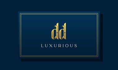 Klasik kraliyet baş harfi DD logosu. Bu logo yaratıcı bir şekilde lüks yazı karakteriyle birleşiyor. Kraliyet, Butik, Otel, Heraldiç, moda ve mücevher için uygun olacak..