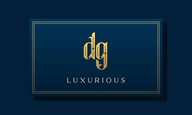 Klasik kraliyet baş harfi DG logosu. Bu logo yaratıcı bir şekilde lüks yazı karakteriyle birleşiyor. Kraliyet, Butik, Otel, Heraldiç, moda ve mücevher için uygun olacak..