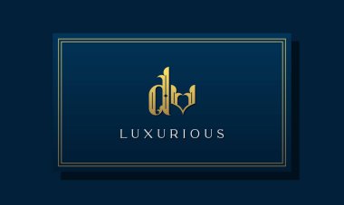 Klasik kraliyet baş harfi DV logosu. Bu logo yaratıcı bir şekilde lüks yazı karakteriyle birleşiyor. Kraliyet, Butik, Otel, Heraldiç, moda ve mücevher için uygun olacak..