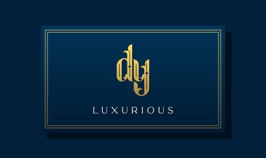 Klasik kraliyet baş harfi DY logosu. Bu logo yaratıcı bir şekilde lüks yazı karakteriyle birleşiyor. Kraliyet, Butik, Otel, Heraldiç, moda ve mücevher için uygun olacak..