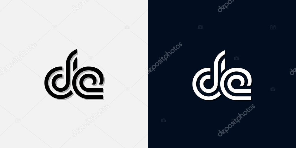 Modern Abstract Initial letter DE logo. This icon incorporate with two abstract typeface in the creative way.It will be suitable for which company or brand name start those initial.