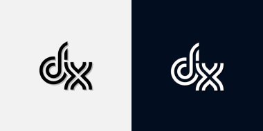 Modern Soyut Baş harf DX logosu. Bu simge, iki soyut yazı karakterini yaratıcı bir şekilde birleştirir. Hangi şirket ya da markanın bu baştaki başlattığı için uygun olacaktır.