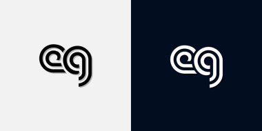 Modern Soyut Baş harf EG logosu. Bu simge, iki soyut yazı karakterini yaratıcı bir şekilde birleştirir. Hangi şirket ya da markanın bu baştaki başlattığı için uygun olacaktır.