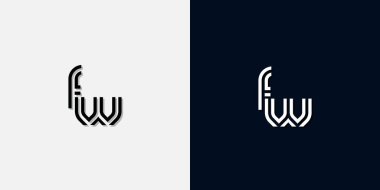 Modern Soyut Baş harf FW logosu. Bu simge, iki soyut yazı karakterini yaratıcı bir şekilde birleştirir. Hangi şirket ya da markanın bu baştaki başlattığı için uygun olacaktır.