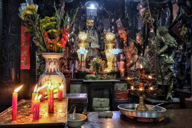 Ho Chi Minh City, Vietnam - 7 Ağustos: Yeşim İmparatorU Pagoda'nın görünümü. 7 Ağustos 2018 tarihinde Bir Taoist Pagoda, Ho Chi Minh City, Vietnam.