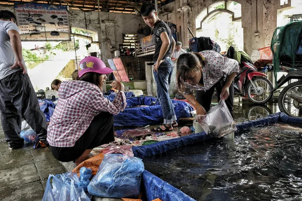 Bac Vietnam August 2018 Unbekannte Kaufen Und Verkaufen Fisch Auf — Stockfoto