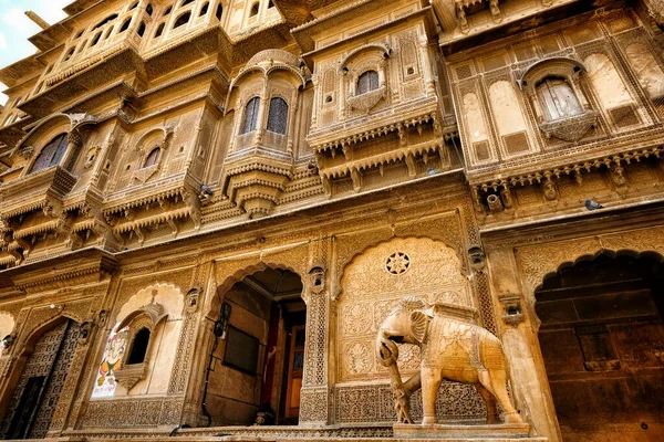 Jaisalmer India Agosto 2020 Dettaglio Della Facciata Del Nathmal Haveli — Foto Stock