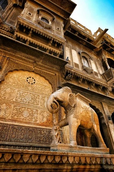 Jaisalmer Indien August 2020 Detail Der Fassade Des Nathmal Haveli — Stockfoto
