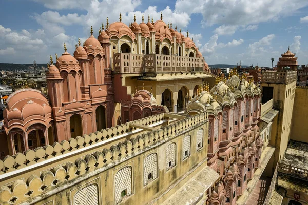 Jaipur Indien Augusti 2020 Utsikt Över Hawa Mahal Den Mest Stockbild