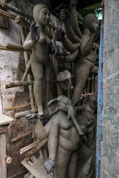 Kalkutta Indien September 2020 Skulpturen Aus Ton Und Stroh Für — Stockfoto