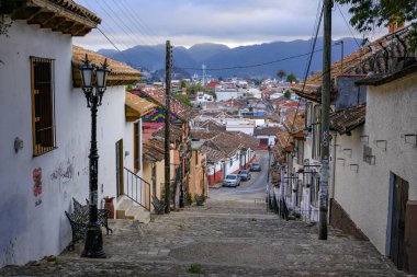 San Cristobal de las Casas, Mexico - March 17, 2025: Views of a street in the historic center of San Cristobal de las Casas, Chiapas, Mexico.