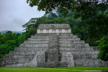 Palenque, Mexico - March 25, 2025: Temple of the Inscriptions at the Palenque archaeological site in Palenque, Chiapas, Mexico.