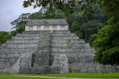 Palenque, Mexico - March 25, 2025: Temple of the Inscriptions at the Palenque archaeological site in Palenque, Chiapas, Mexico.