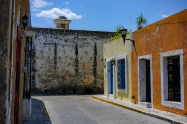 Campeche, Mexico - March 29, 2025: Detail of the Campeche wall that served as a defensive wall for the citadel of San Francisco de Campeche, Mexico.