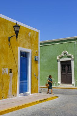 San Francisco de Campeche, Mexico - March 29, 2025: Views of a street in the historic center of Campeche, Mexico.