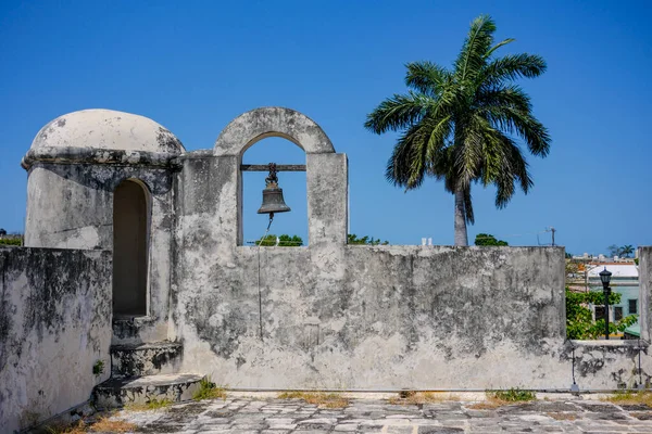 Campeche, Mexico - March 29, 2025: Detail of the Campeche wall that served as a defensive wall for the citadel of San Francisco de Campeche, Mexico.
