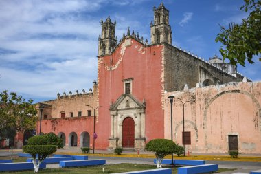 Motul de Carrillo Puerto, Mexico - April 17, 2025: San Juan Bautista Church in Motul de Carrillo Puerto, Yucatan, Mexico.