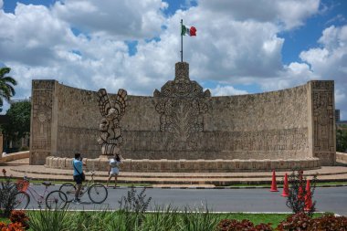 Merida, Mexico - April 20, 2025: Monument to the Fatherland in Mrida, work of the Colombian sculptor Romulo Rozo, Yucatan, Mexico.
