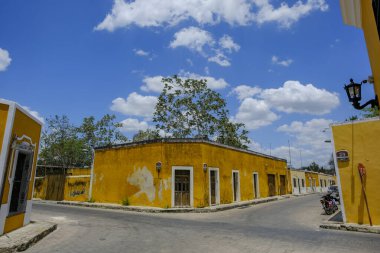 Izamal, Mexico - April 23, 2025: View of a street in Izamal, Yucatan, Mexico.