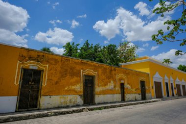 Izamal, Mexico - April 23, 2025: View of a street in Izamal, Yucatan, Mexico.